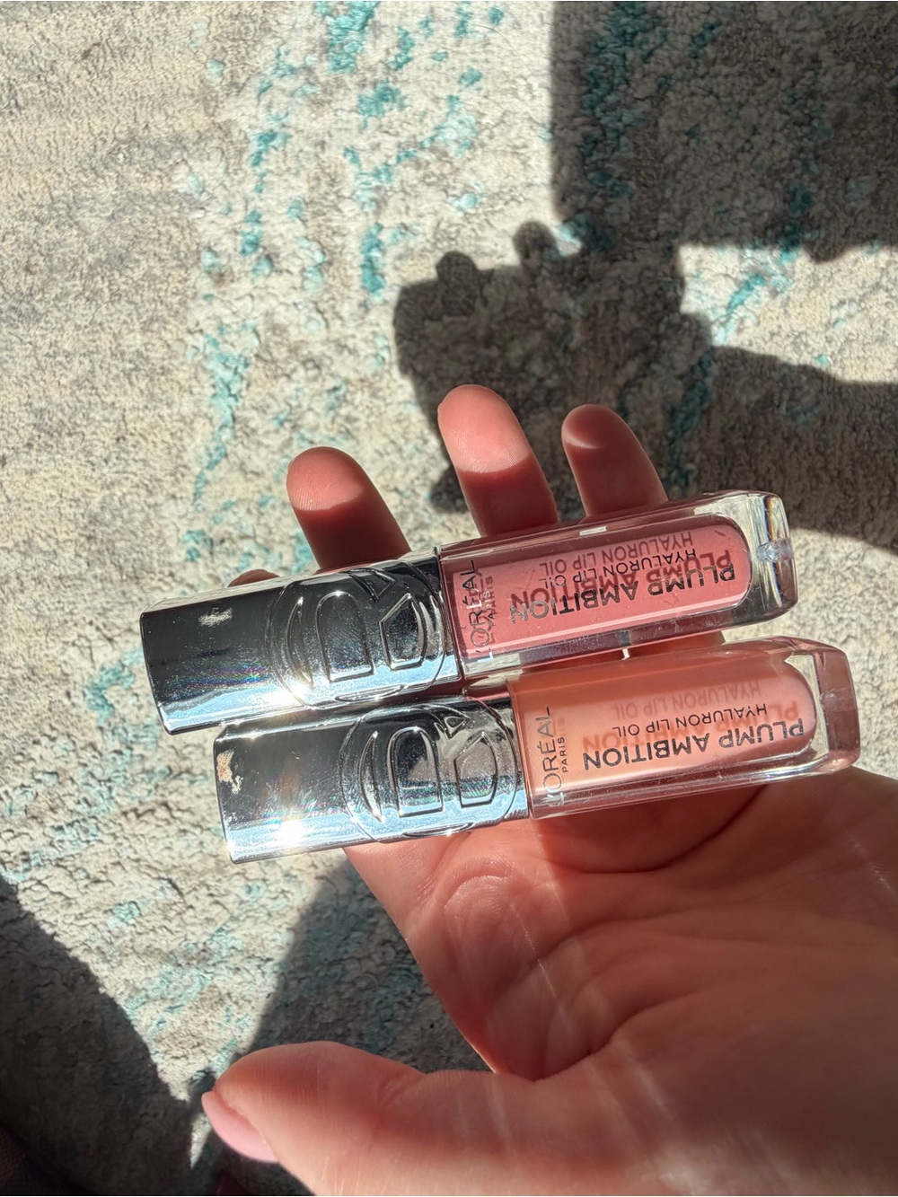 L'Oreal Plump Ambition Hydrating Lip Oil Duo in Peach and Pink